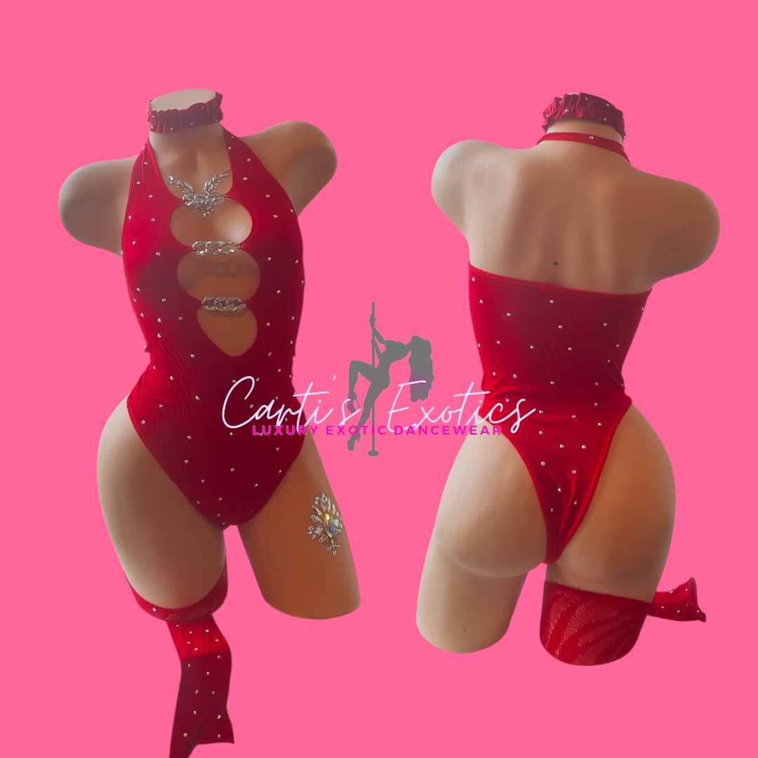 Ruby Rhinestone Bodysuit ❤️